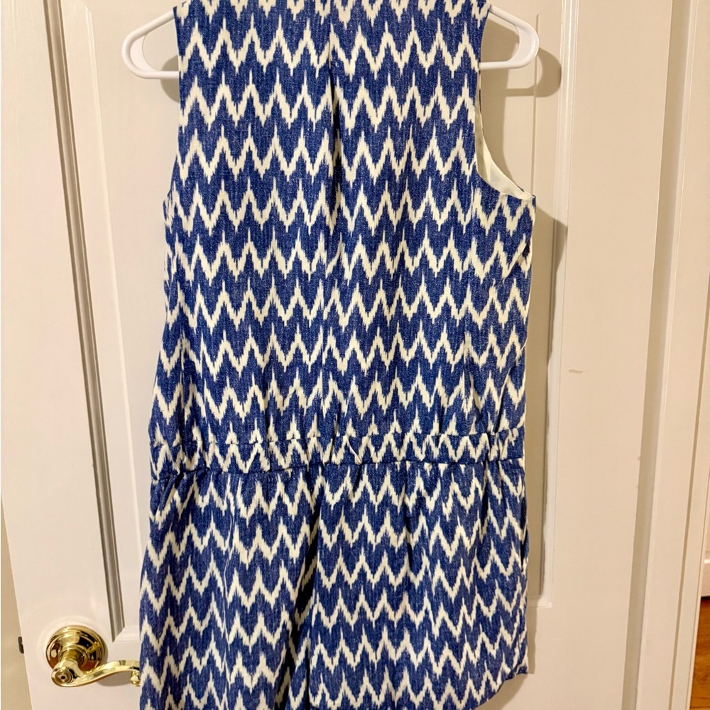 LOFT Blue and White Zigzag Jumpsuit